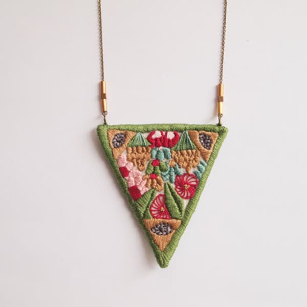 Mystic nature, embroidered necklace