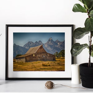 Barn Photos, National Park, Wyoming Farmhouse, Farmhouse Wall Art Mountain Wall Art Western Decor, Landscape Photography Prints