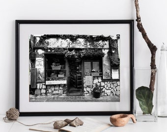 Black and White Paris Photo Prints,  Paris Cafe Photography, French Photograph, Parisian Kitchen Wall Art France Travel Picture