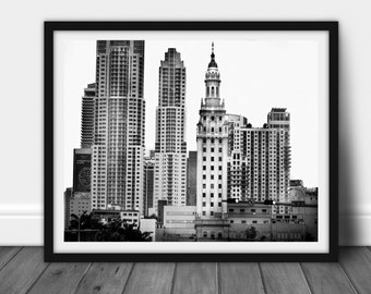 Miami Photography, Black and White Photography, Miami Wall art,  Miami Photos, Miami Skyline, Black & White Fine Art Print Photography