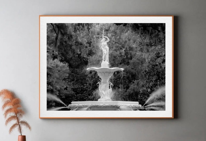 Savannah GA Photos, Forsyth Park Fountain, Fine Art Photography of Georgia, GA Prints, Photography Print Savannah Georgia, Black and White image 3