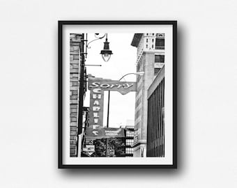 Savannah Photography Print: Black and White Sign - Fine Art Wall Decor