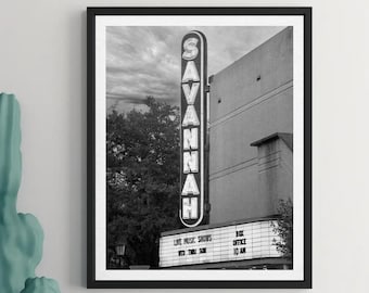 Savannah Theater Print - Monochrome Cityscape Wall Art