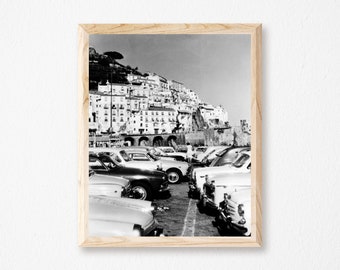 Black and White Photography, Vintage Amalfi Coast Italy Photo, 8x10 or 11x14 inches