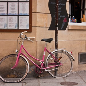 Pink Bicycle Prints Paris Photography , Gifts for Her