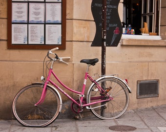 Pink Bicycle Prints Paris Photography , Gifts for Her