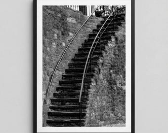 Savannah Staircase Print, Black and White Georgia Photography, Coastal Architecture Decor