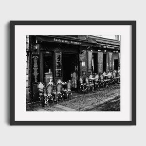 Paris Cafe Photography, Black and White Wall Art (Unframed Print) image 1