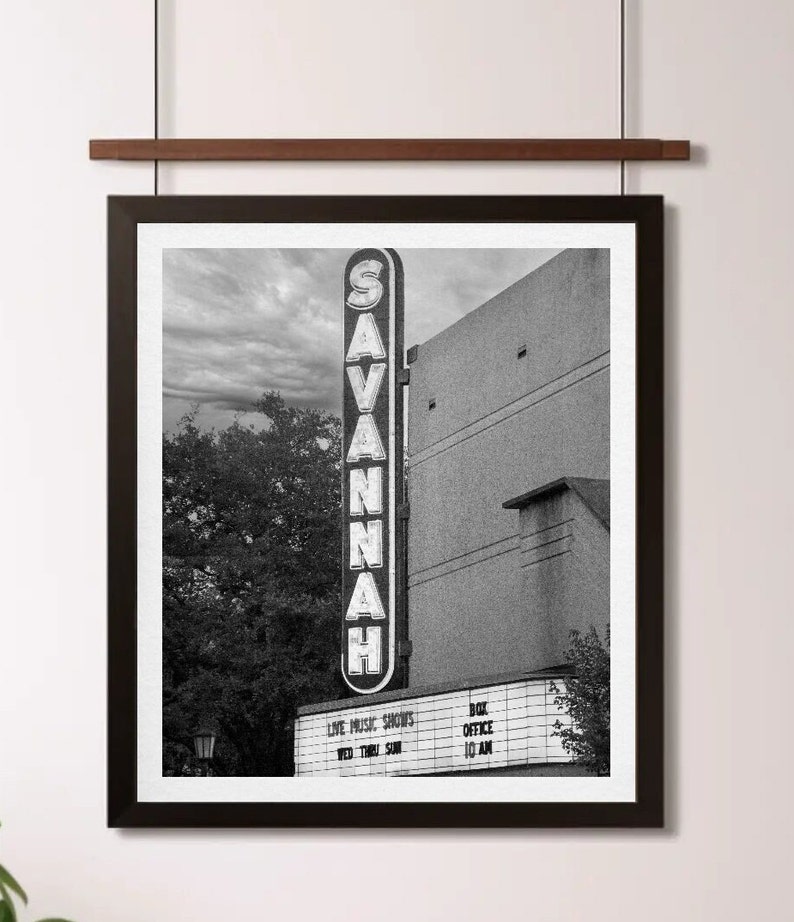 Savannah Print, Iconic Theater in Captivating Monochrome, Cityscape Photography Print, Savannah Georgia Photography, Fine Art Photography GA image 3