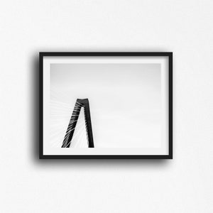 Charleston Print, Black and White Wall Art, Fine Art Photography,  Charleston SC Photography Print, Ravenel Bridge