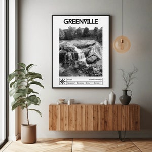 Greenville Photography, Greenville South Carolina Photo, Falls Park, Downtown Greenville, Greenville SC Wall Art, Black and White Poster image 5