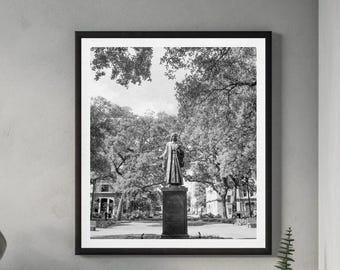 Savannah Georgia Print: John Wesley Monument (Monochrome Photography)