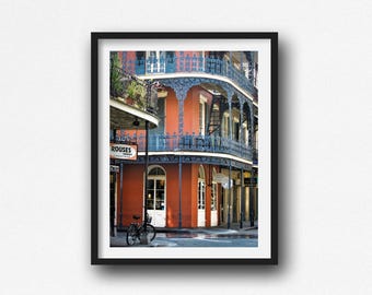 New Orleans Art Print: French Quarter Red Building Photo