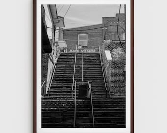 Savannah Staircase Wall Art - Black and White Georgia Photo