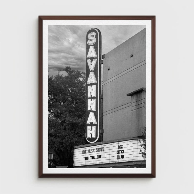 Savannah Print, Iconic Theater in Captivating Monochrome, Cityscape Photography Print, Savannah Georgia Photography, Fine Art Photography GA image 5