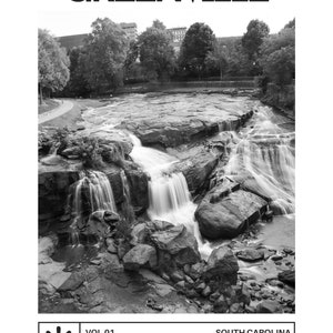 Greenville Photography, Greenville South Carolina Photo, Falls Park, Downtown Greenville, Greenville SC Wall Art, Black and White Poster image 6