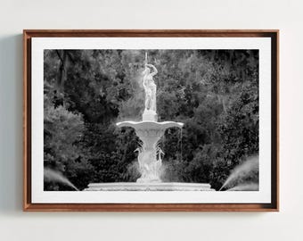 Savannah Fountain Photography: Forsyth Park Black and White - Fine Art Print
