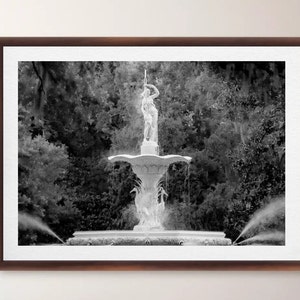 Savannah GA Photos, Forsyth Park Fountain, Fine Art Photography of Georgia, GA Prints, Photography Print Savannah Georgia, Black and White image 8