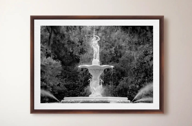 Savannah GA Photos, Forsyth Park Fountain, Fine Art Photography of Georgia, GA Prints, Photography Print Savannah Georgia, Black and White image 8