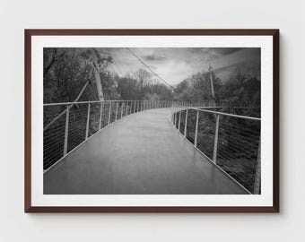 Liberty Bridge Photo: Greenville SC Black and White Print (Unframed)