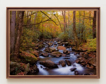 Autumn Leaves Print, River Photos, Mountain Wall Art, Nature Photography, Autumn Wall Art, Fall Foliage Photos,  Fall Photography,