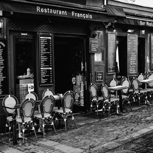 Paris Cafe Photography, Black and White Wall Art (Unframed Print) image 2