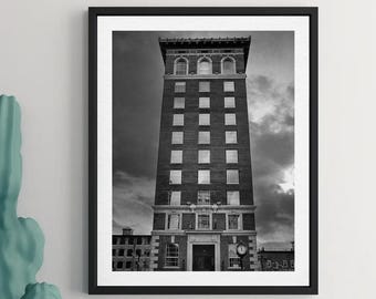 Greenville SC Downtown Photo Print: Black and White Wall Art
