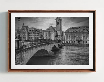 Black and White Photography of Zurich Switzerland, Fine Art Photography, Travel Photography, Travel Prints