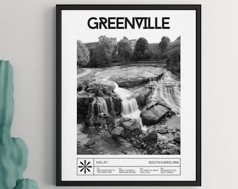 Greenville Photography, Greenville South Carolina Photo, Falls Park, Downtown Greenville, Greenville SC Wall Art, Black and White Poster