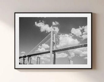 Savannah Talmadge Bridge Print: Black and White Fine Art Photography