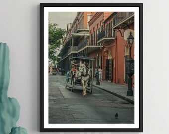 New Orleans Horse Carriage Print: French Quarter Street Scene