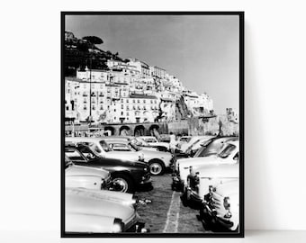 Amalfi Coast Print: Vintage Black and White Photography (Italy Wall Art)