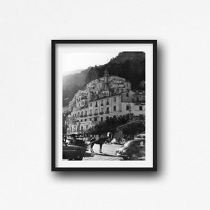 Amalfi Coast, Black and White Prints, Vintage Prints, Coastal Wall Art, Coastal Decor Mediterranean Decor, Italy Photography, Italy Print, image 1