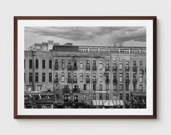 River Street Savannah Print: Black and White Architecture (Historic Cityscape)