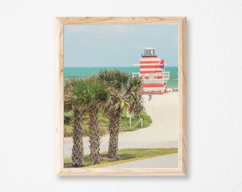 Coastal Photography Print, Miami Lifeguard Tower (Beach Wall Art)