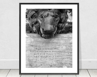 Police Memorial Print: Proverbs 28 1 Verse - National Law Enforcement Photo