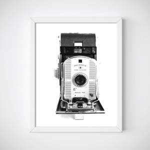 Camera Prints, Camera Wall Art, Vintage Camera Print Polariod Land Camera, Black and White Camera Collection, Wall Art image 2