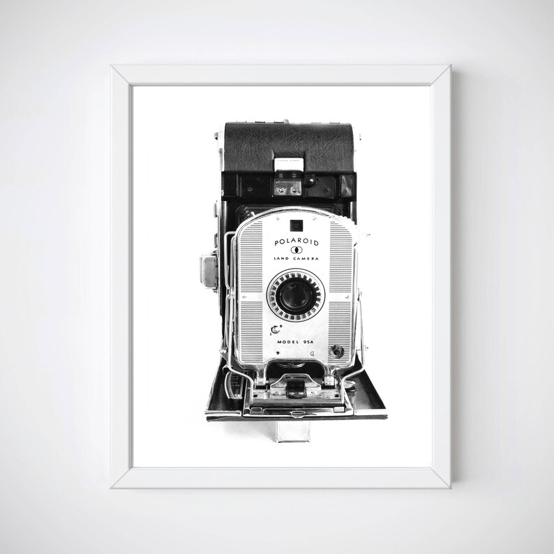 Camera Prints, Camera Wall Art, Vintage Camera Print Polariod Land Camera, Black and White Camera Collection, Wall Art zdjęcie 2