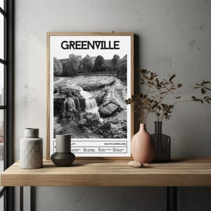 Greenville Photography, Greenville South Carolina Photo, Falls Park, Downtown Greenville, Greenville SC Wall Art, Black and White Poster image 3