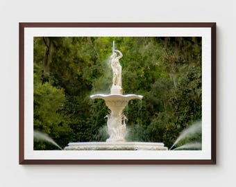 Savannah Forsyth Park Fountain Photo Print (Color, Iconic Landmark)