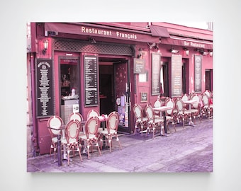 French Cafe Print, Paris Photography, Paris Cafe Print, Cafe Wall Art, Pink Wall Art, Kitchen Art Decor Print,