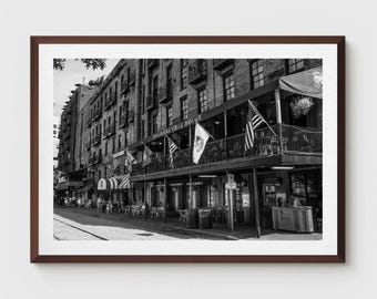Savannah River District Photo, Black and White Cityscape (Fine Art Print)