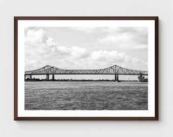 Huey P. Long Bridge-New Orleans, Black and White Photography, Monochrome Print  New Orleans Art Print, New Orleans Photography,