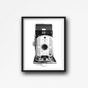 Camera Prints, Camera Wall Art, Vintage Camera Print Polariod Land Camera, Black and White Camera Collection, Wall Art image 1