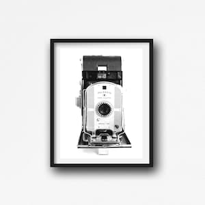 Camera Prints, Camera Wall Art, Vintage Camera Print Polariod Land Camera, Black and White Camera Collection, Wall Art image 1