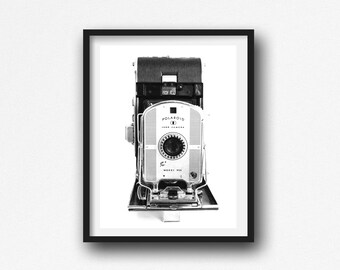 Camera Prints, Camera Wall Art, Vintage Camera Print Polariod Land Camera,  Black and White Camera Collection, Wall Art