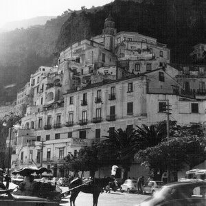 Amalfi Coast, Black and White Prints, Vintage Prints, Coastal Wall Art, Coastal Decor Mediterranean Decor, Italy Photography, Italy Print, image 2