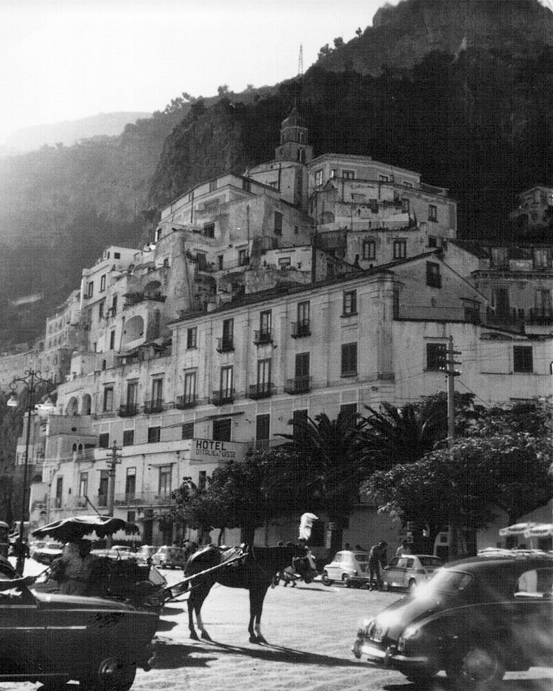 Amalfi Coast, Black and White Prints, Vintage Prints, Coastal Wall Art, Coastal Decor Mediterranean Decor, Italy Photography, Italy Print, image 2