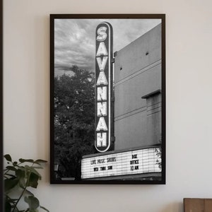 Savannah Print, Iconic Theater in Captivating Monochrome, Cityscape Photography Print, Savannah Georgia Photography, Fine Art Photography GA image 7