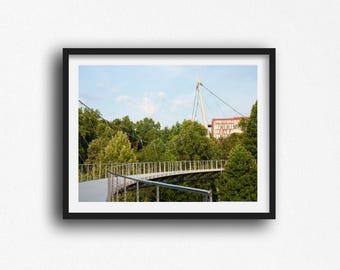 Greenville SC Wall Art, Black and White Liberty Bridge Photo